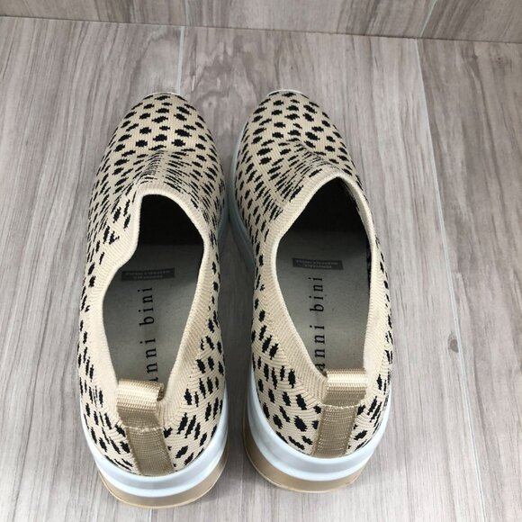 Gianni Bini Beige and Black Leopard Knit Slip-On Wedge Sneakers - Picture 11 of 11